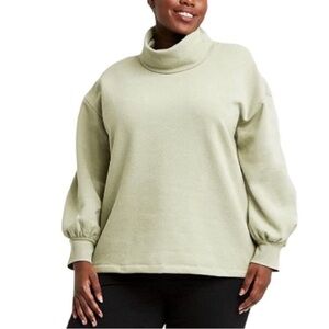 Ava & Viv Leisure Tunic Cowl Neck Sweatshirt Green X(14W)